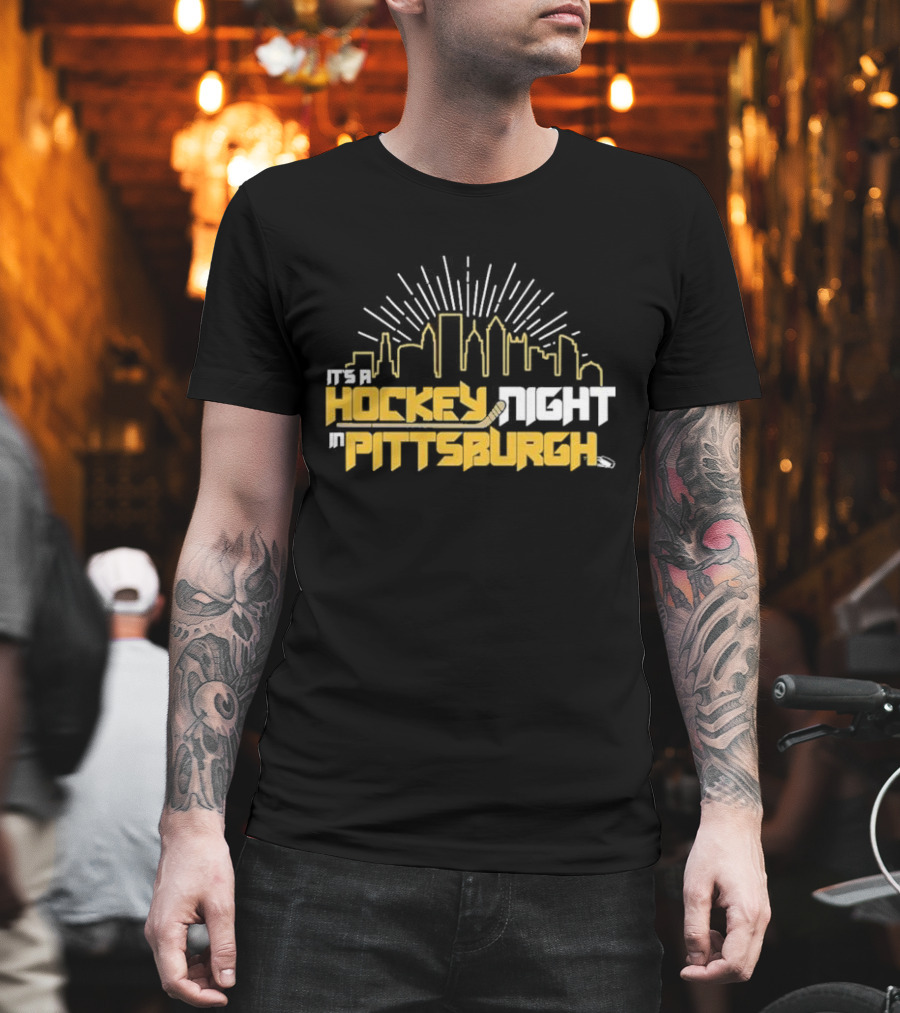 It's A Hockey Night In Pittsburgh Yinz Skyline T-Shirt