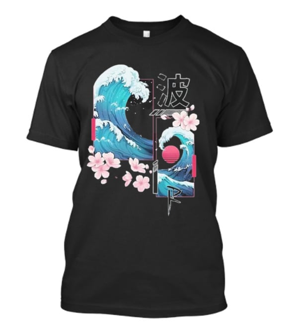 Pandorya Nami Cherry Blossom Wave Aesthetic Grnk T-Shirt