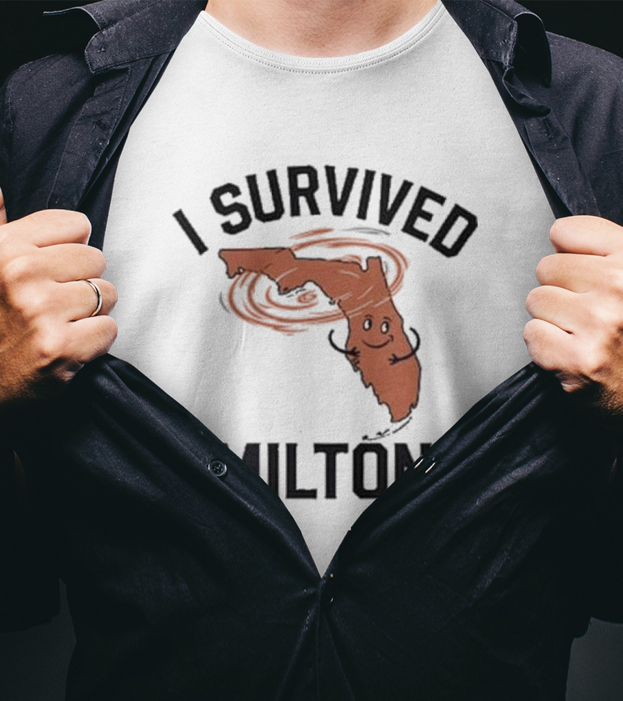 I Survived Milton Florida Super Storm Swirling Cartoon Map T-Shirt