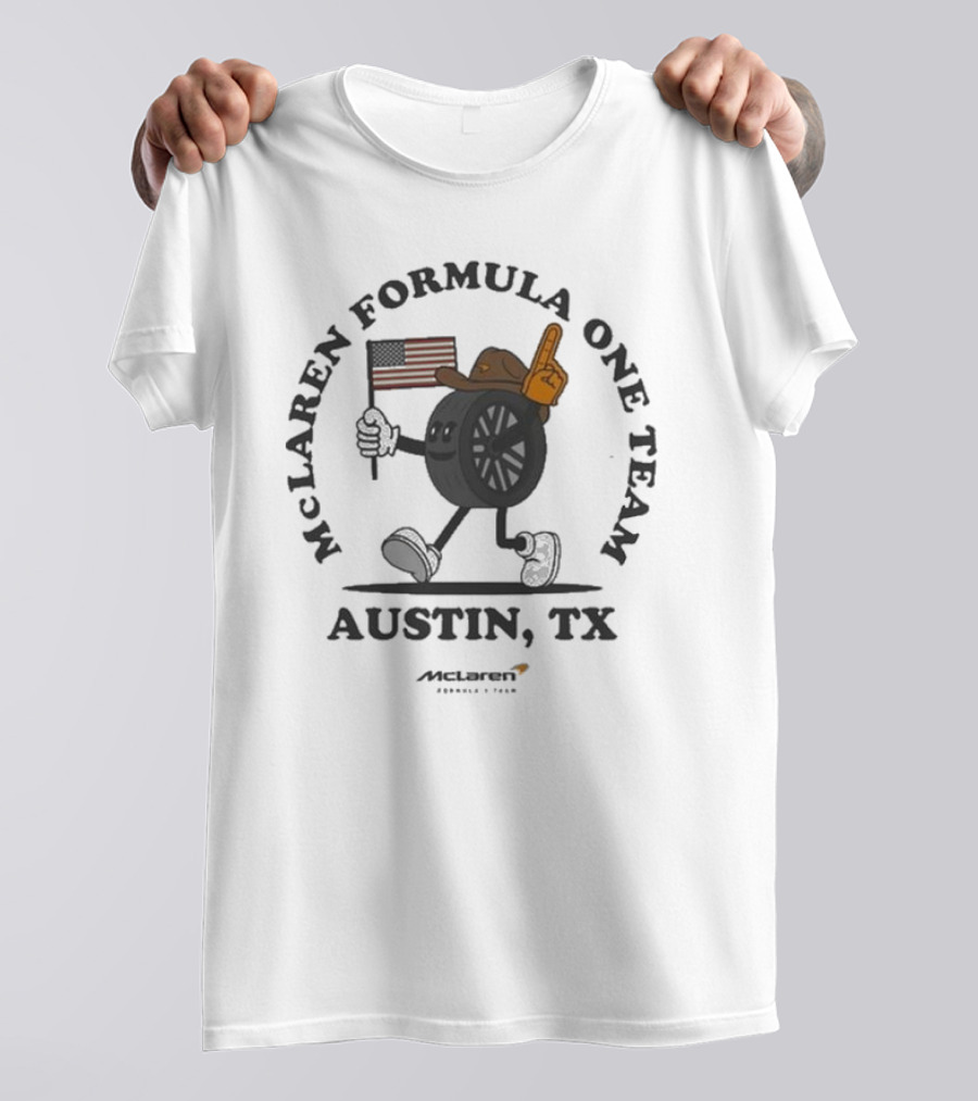 Mclaren Formula One Team Austin TX American Flag Tire Character T-Shirt