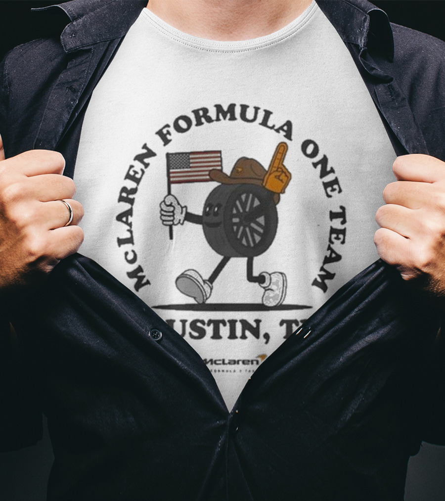 Mclaren Formula One Team Austin TX American Flag Tire Character T-Shirt