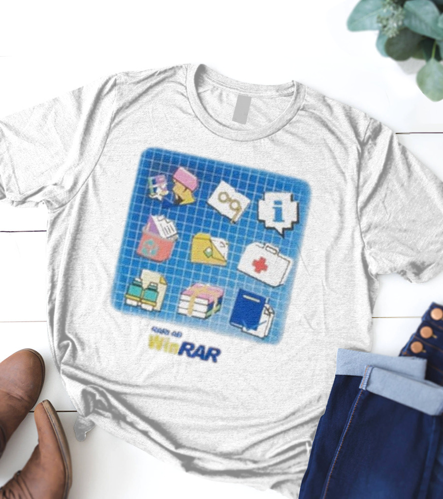 WinRAR Software Update Icon Grid With Colorful Symbols T-Shirt