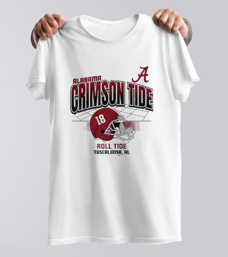 Alabama Crimson Tide Roll Tide Tuscaloosa AL Helmet 18 Football Grid T-Shirt