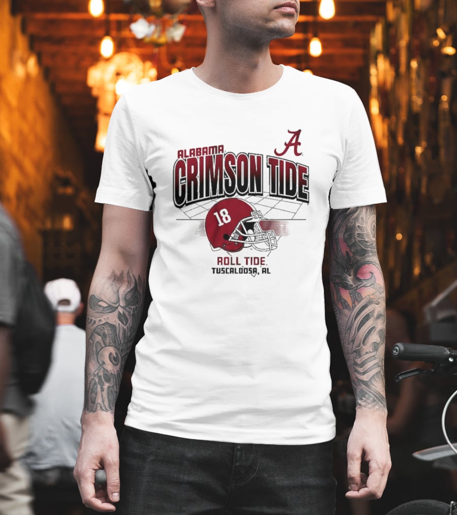 Alabama Crimson Tide Roll Tide Tuscaloosa AL Helmet 18 Football Grid T-Shirt