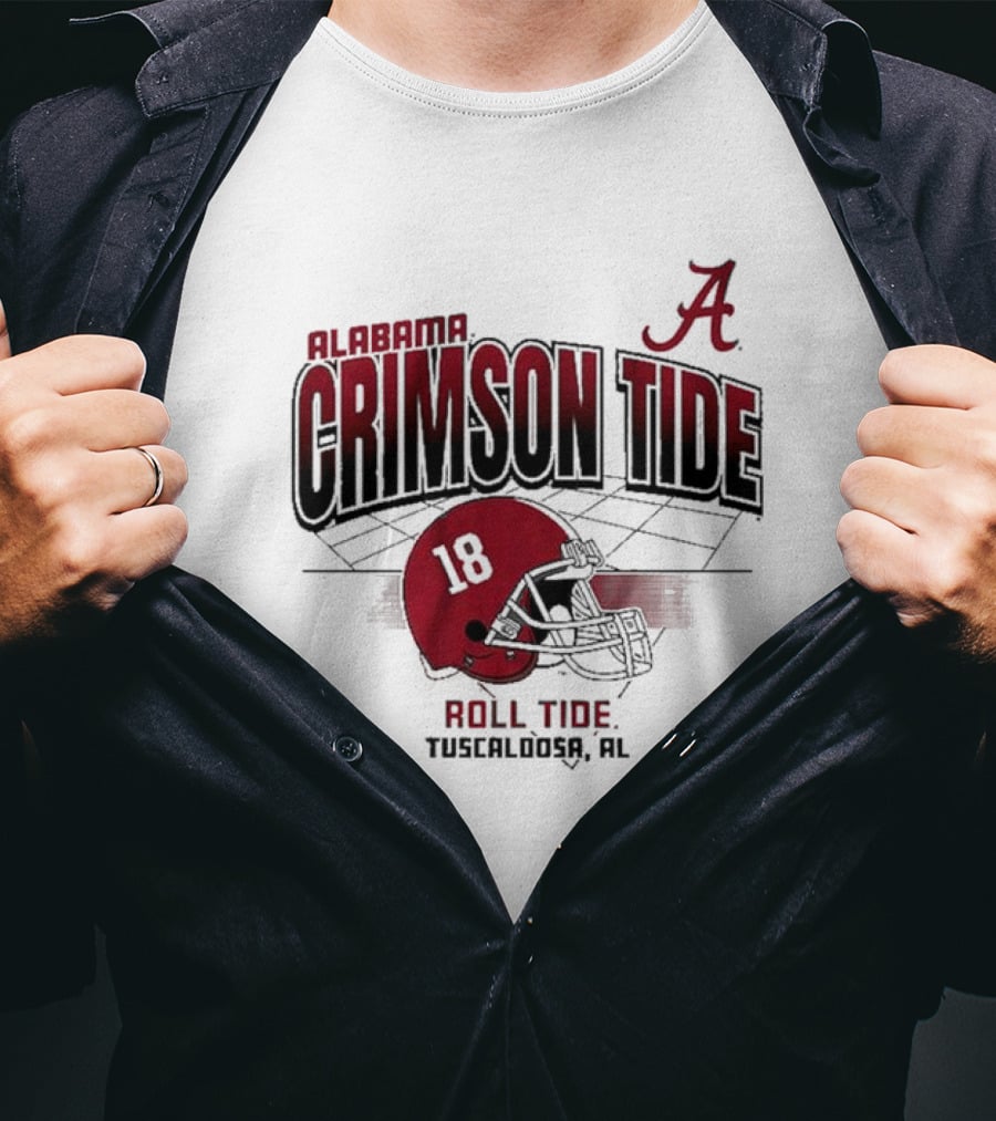Alabama Crimson Tide Roll Tide Tuscaloosa AL Helmet 18 Football Grid T-Shirt