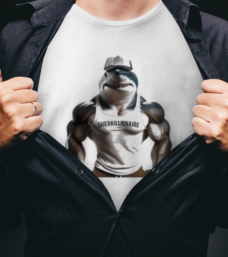 Muscular Shark Sherkillionaire Shirtless Body And Cap T-Shirt