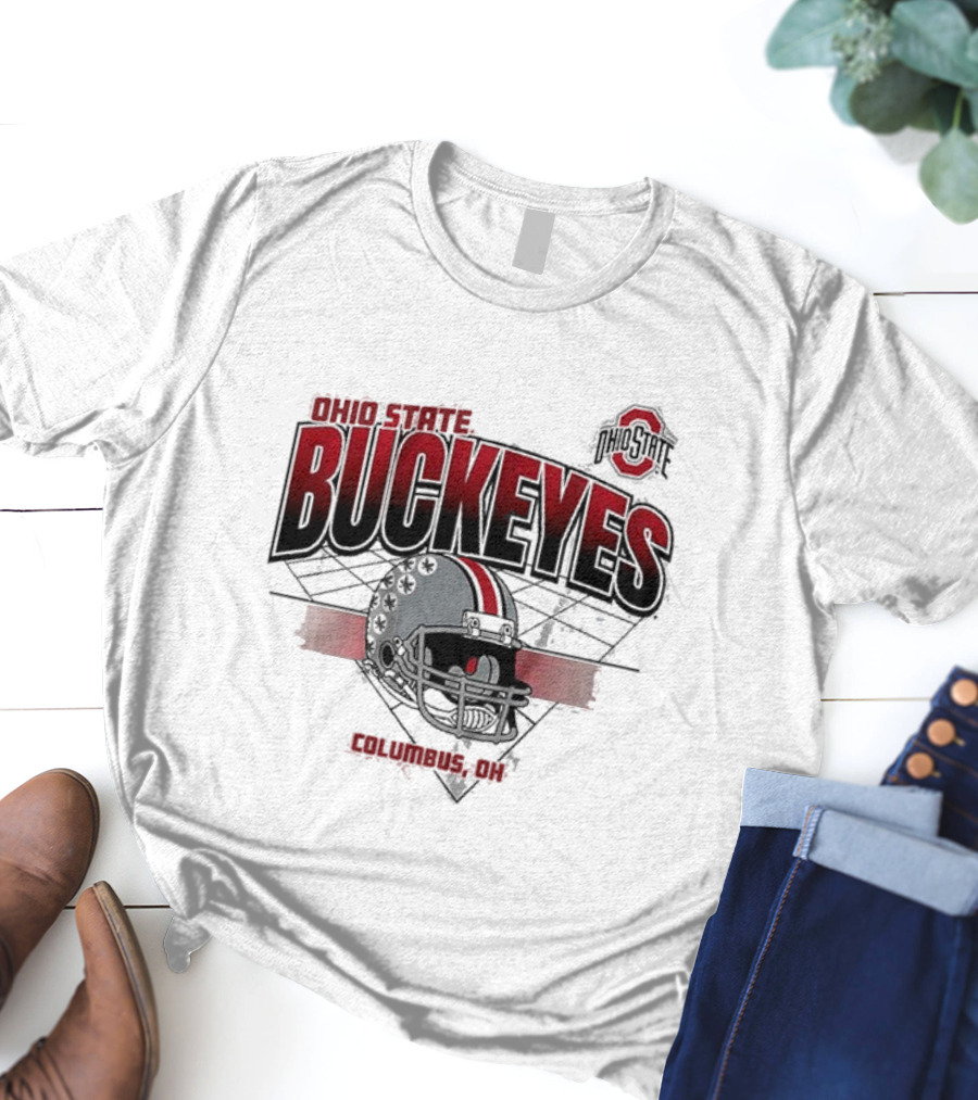 Ohio State Buckeyes Football Helmet Columbus OH Grid T-Shirt