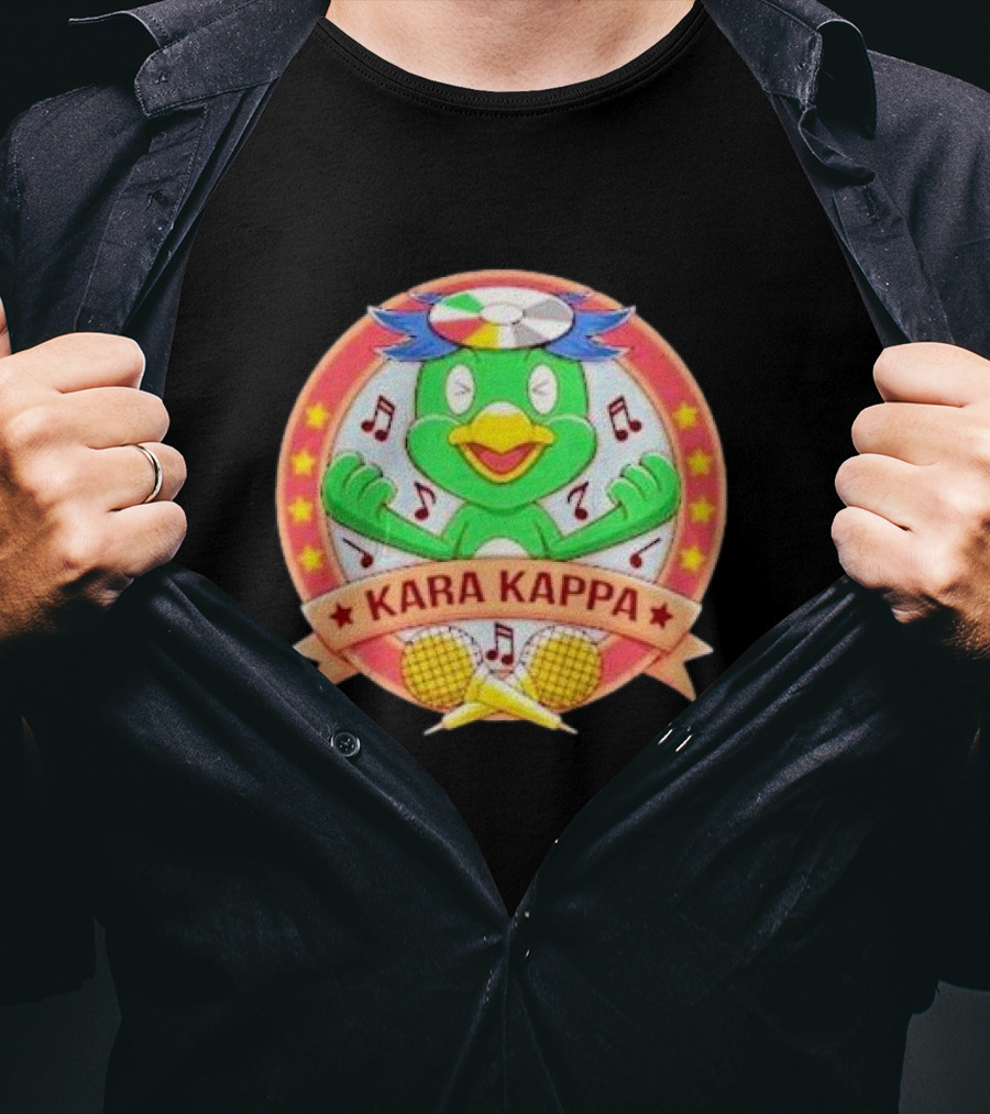 Karaoke Kappa Music Japan Monster Kara Kappa Music Notes Cartoon T-Shirt
