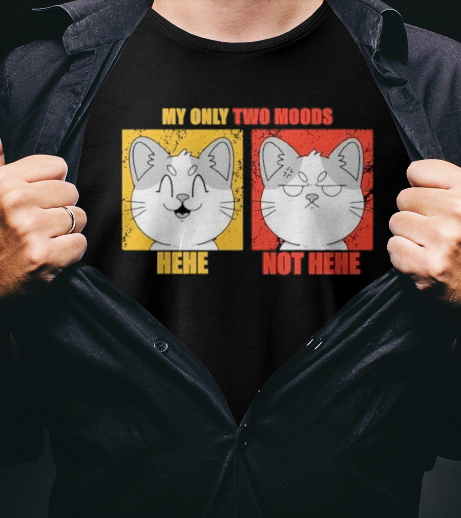 MY ONLY TWO MOODS HEHE NOT HEHE Cat Emojis T-Shirt