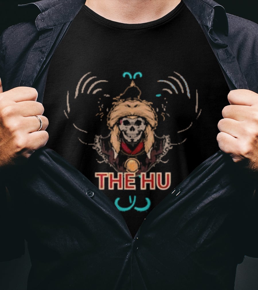 The Hu Skull Design With Mongolian Headdress And Text T-Shirt