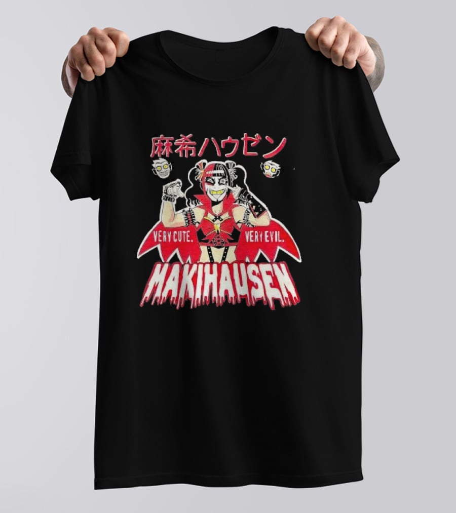 Very Cute Very Evil Makihausen Japanese Text Cartoon Character T-Shirt