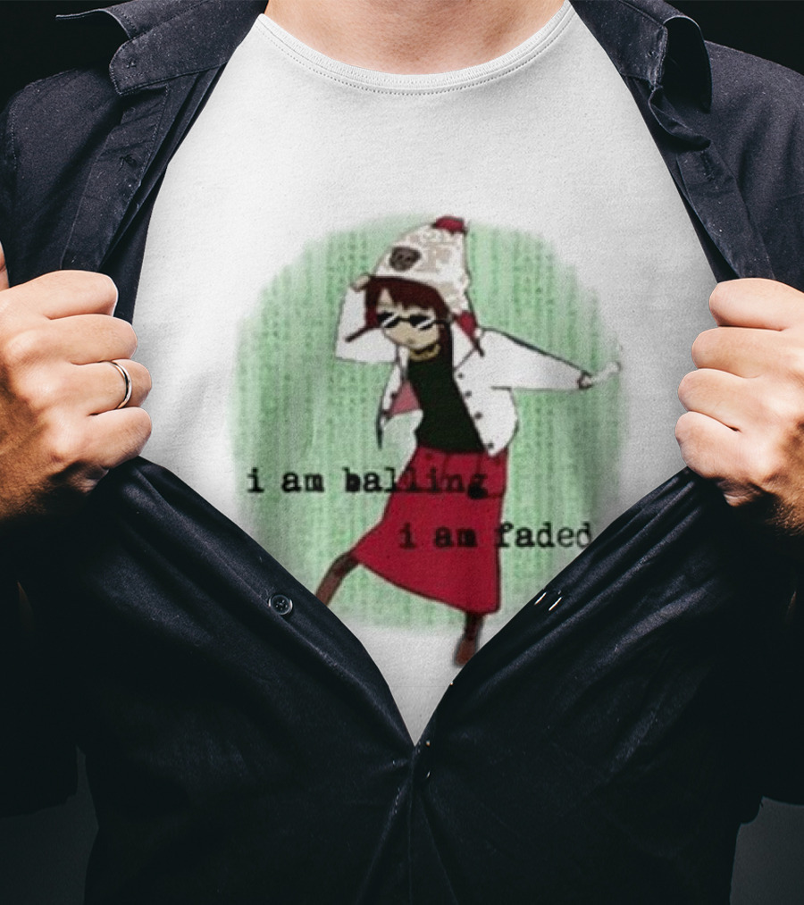I Am Ballin I Am Faded Lain Dance Pose Glasses Red Skirt Green Background T-Shirt