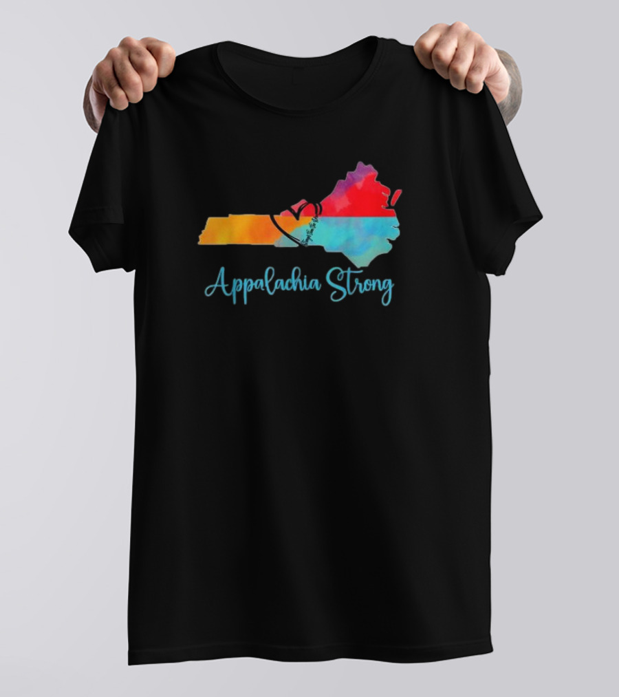 Appalachia Strong Heart Shape North Carolina Virginia Map T-Shirt