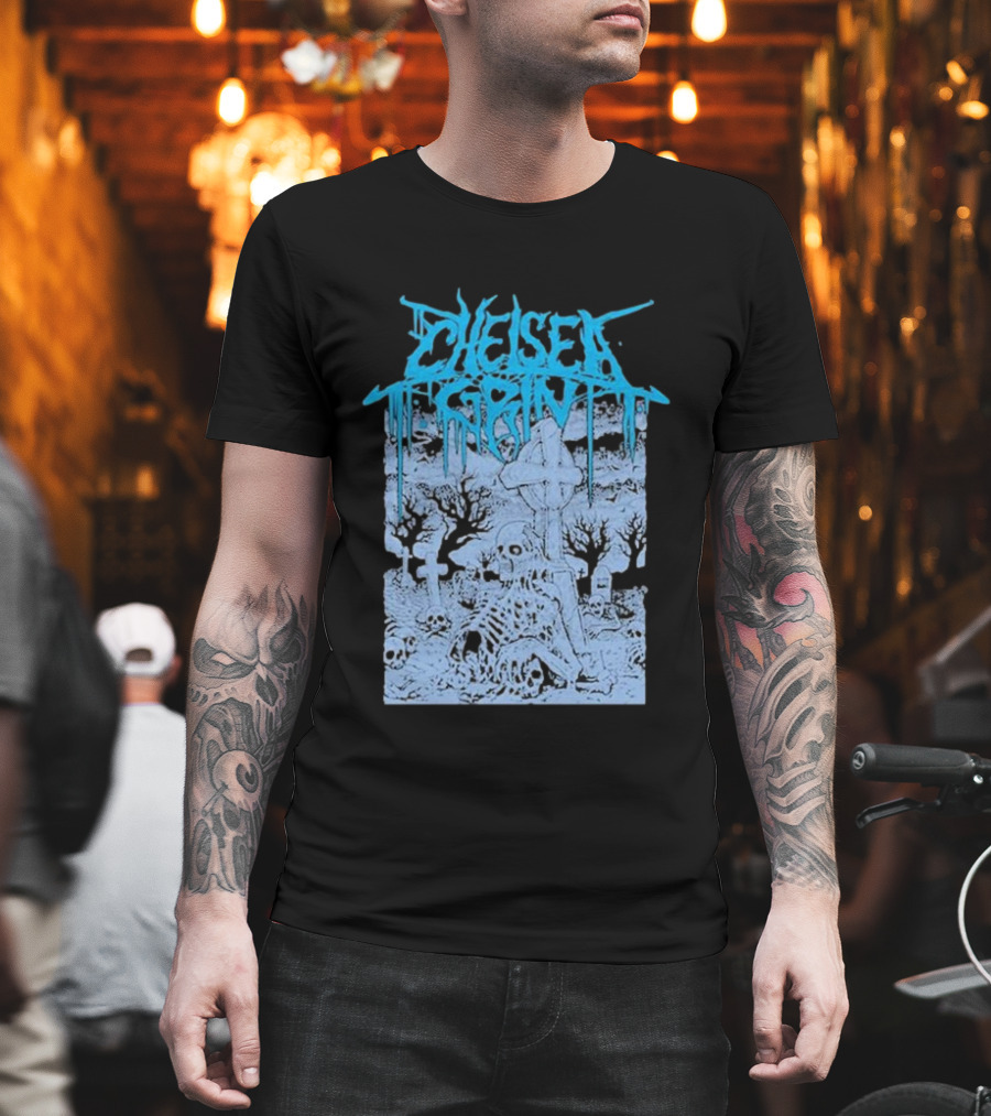 Chelsea Grin Skeleton Cemetery Scene T-Shirt
