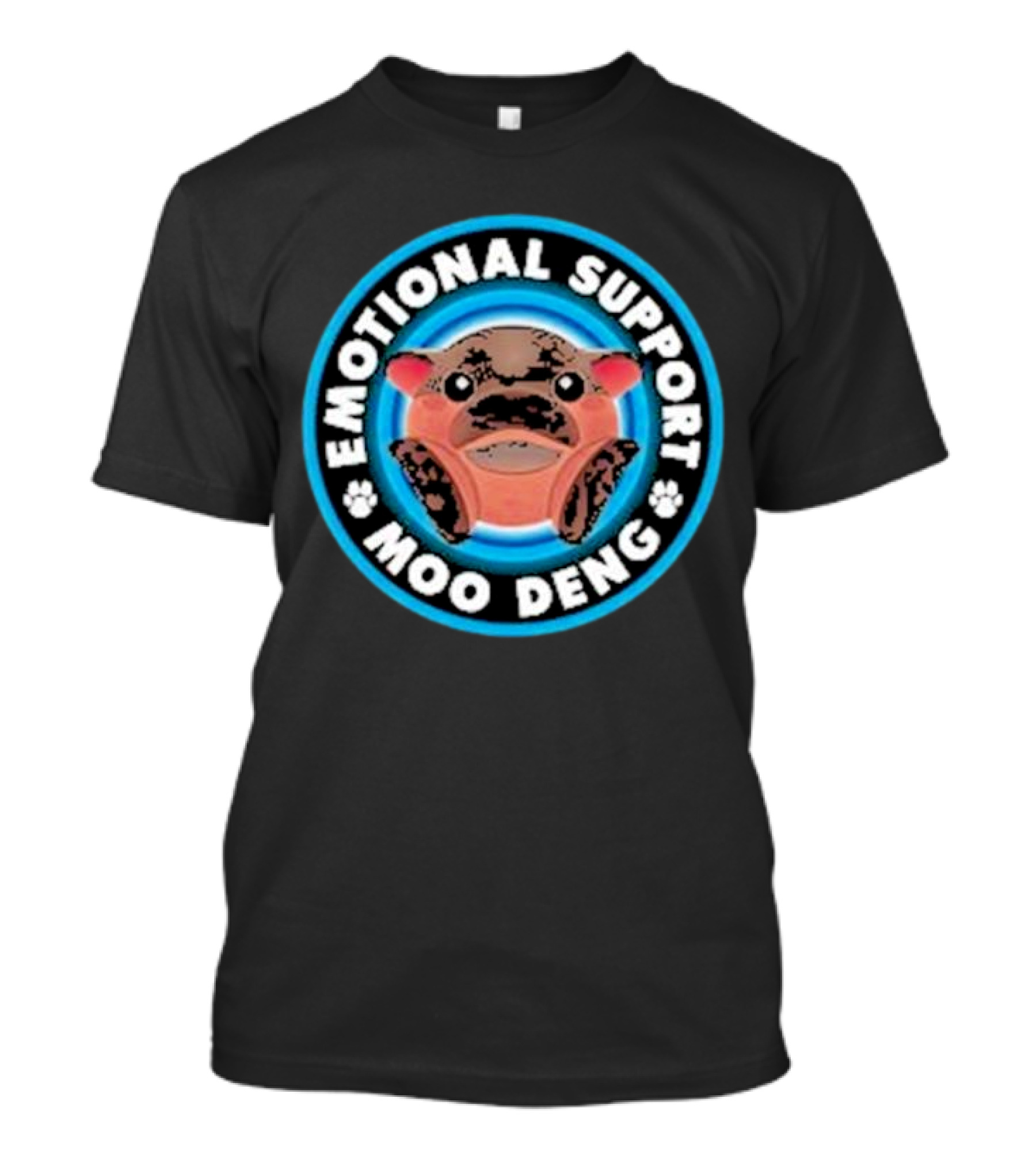 Emotional Support Moo Deng Hippo Badge T-Shirt