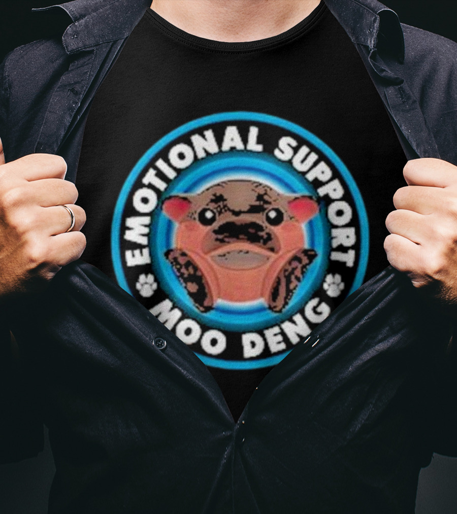 Emotional Support Moo Deng Hippo Badge T-Shirt