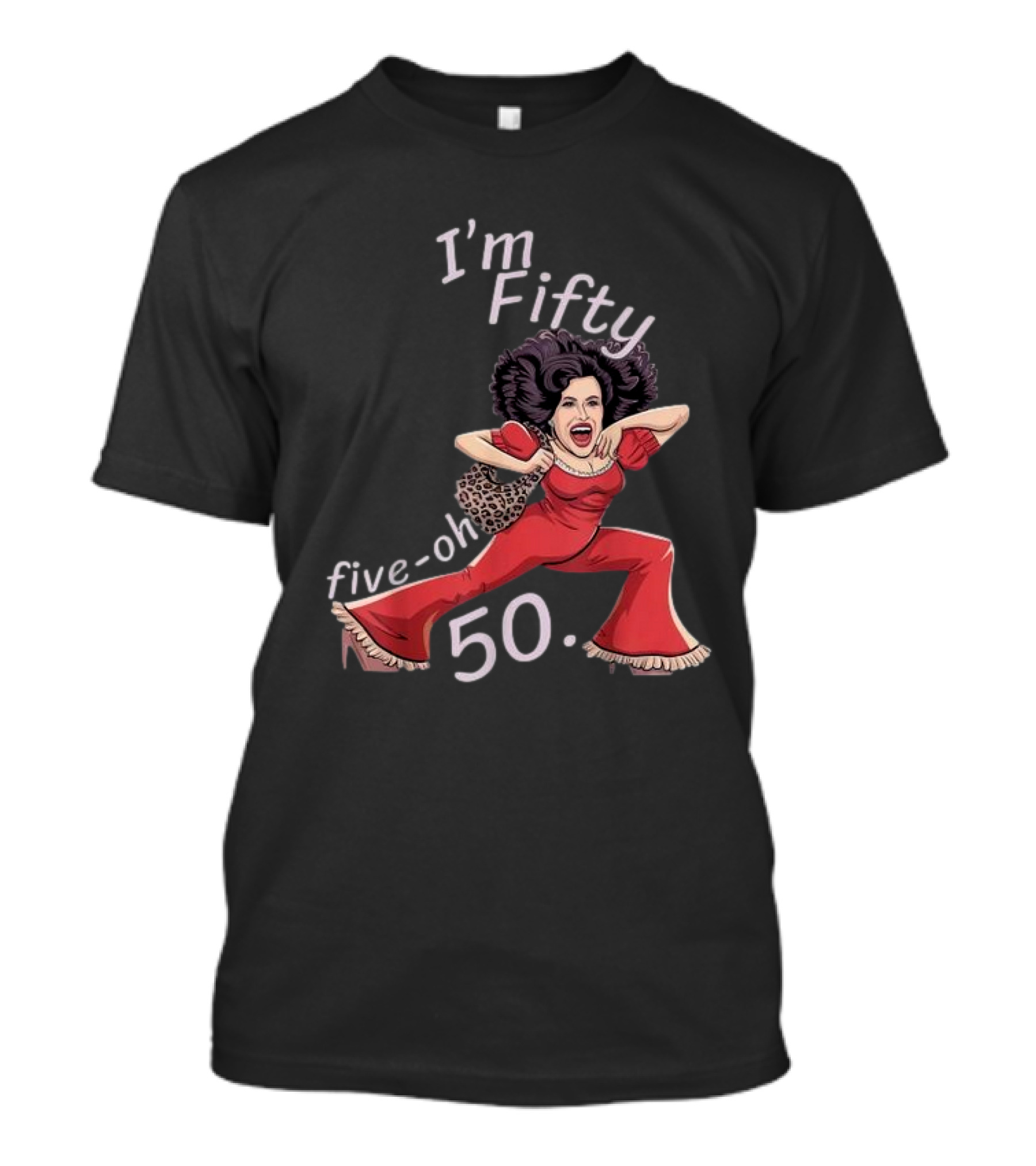 I’m Fifty Five-Oh 50 Leopard Bag Red Outfit Birthday O'Malley Lady T-Shirt