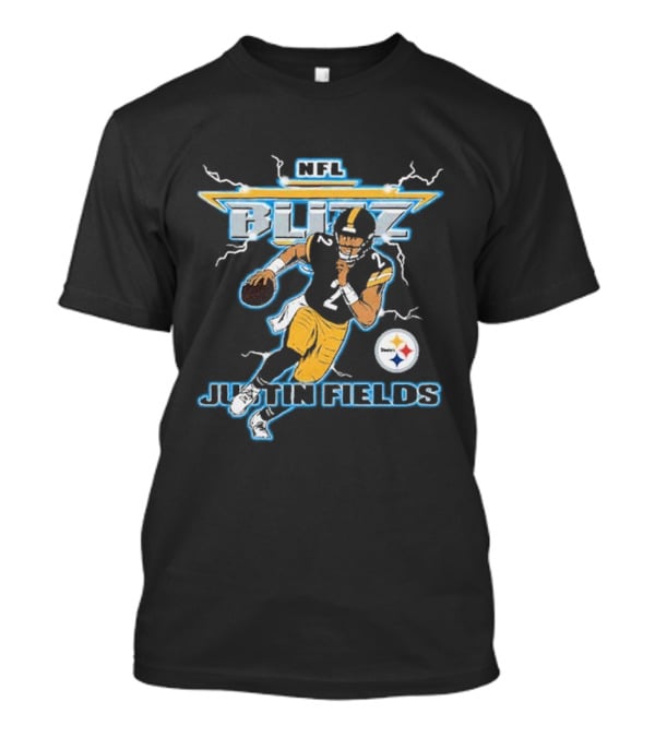 NFL Blitz Justin Fields Steelers Football Action T-Shirt