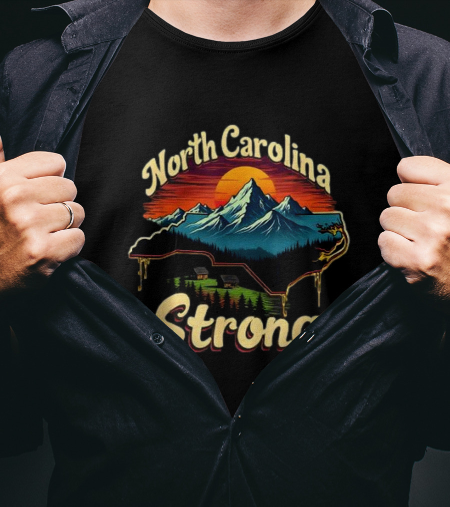 North Carolina Strong Mountain Landscape Support For Carolina T-Shirt