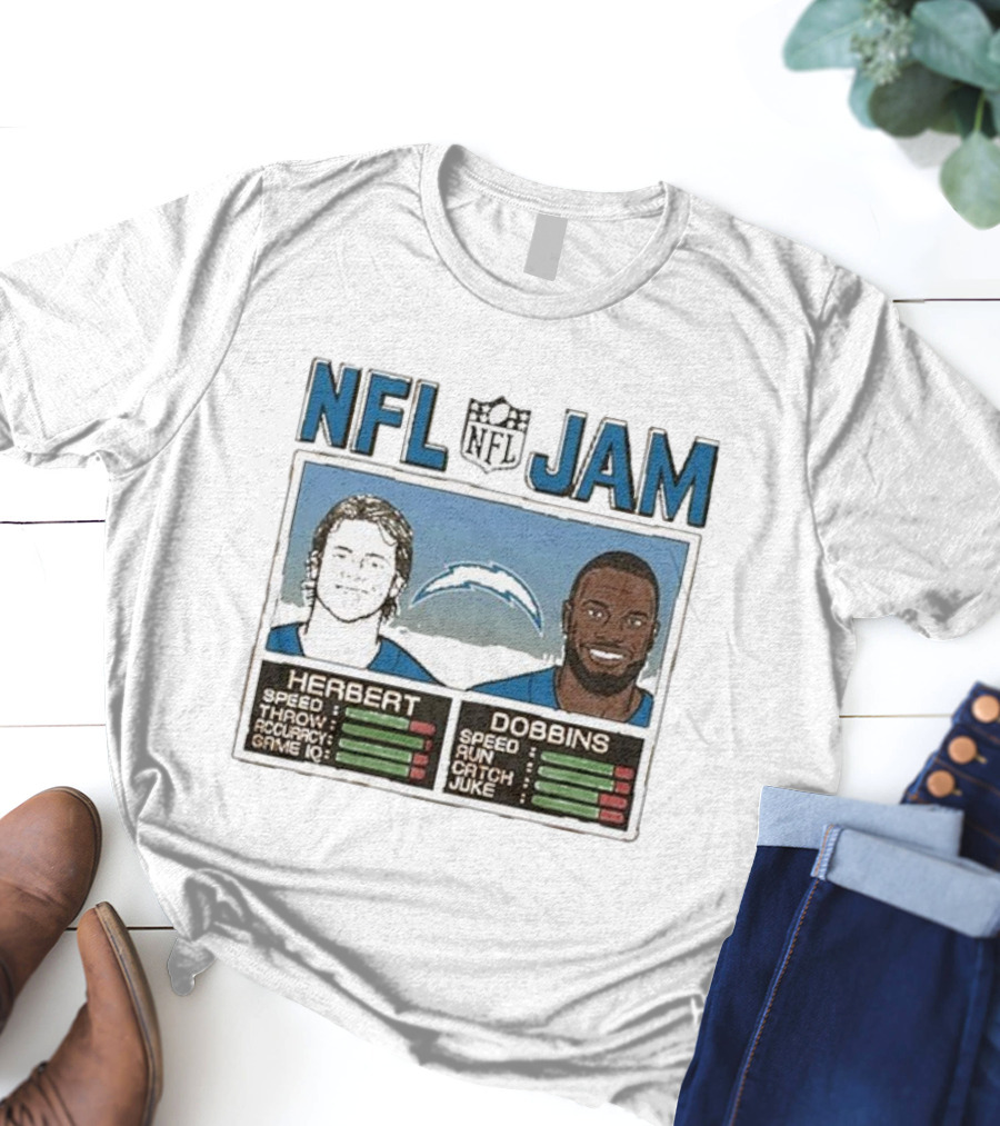 NFL Jam Chargers Herbert Dobbins Stats T-Shirt