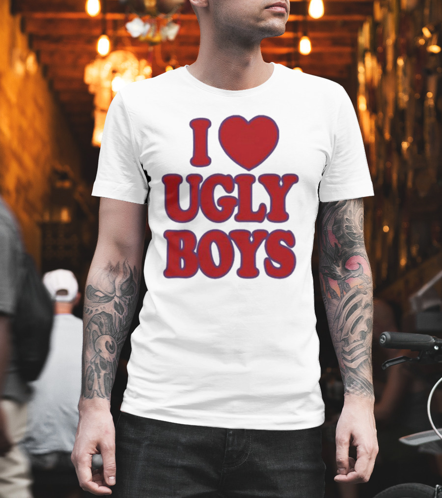 Omar Apollo I Love Ugly Boys Red Text Heart T-Shirt