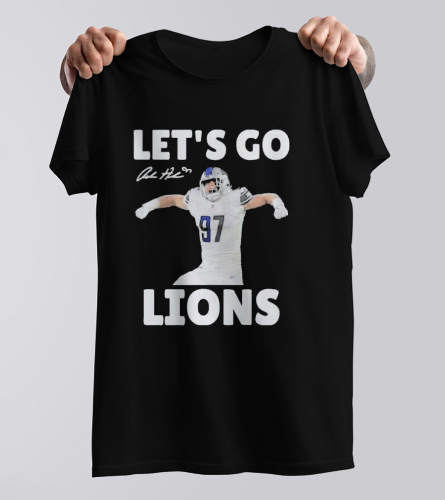 Let's Go Lions Aidan Hutchinson Detroit Lions Signature T-Shirt