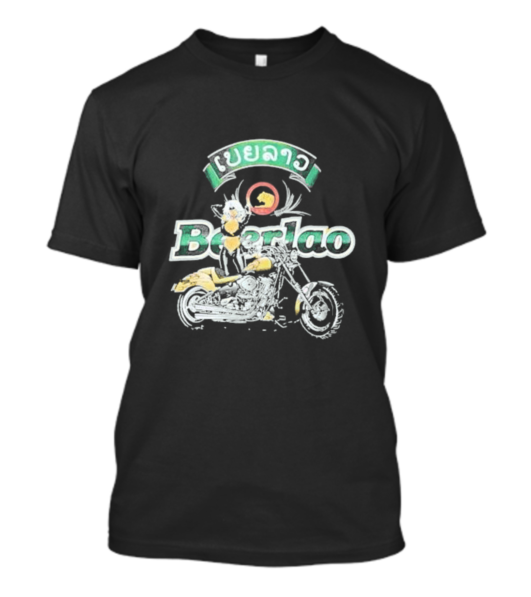 Beer Lao Lager Beerlao Biker Chick Motorcycle T-Shirt