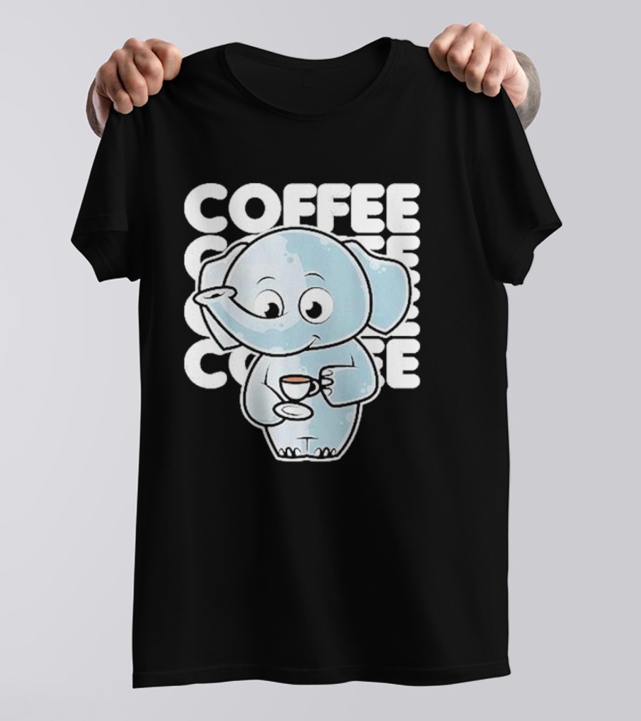 Cute Elephant Coffee Kawaii Neko Anime T-Shirt