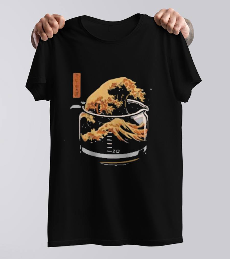 The Great Wave Of Coffee In A Beaker With Japanese Style Wave T-Shirt
