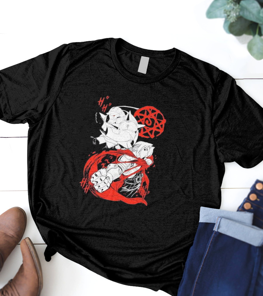 Fullmetal Alchemist Brotherhood Alphonse Elric Red Alchemy Circle Edward Elric T-Shirt