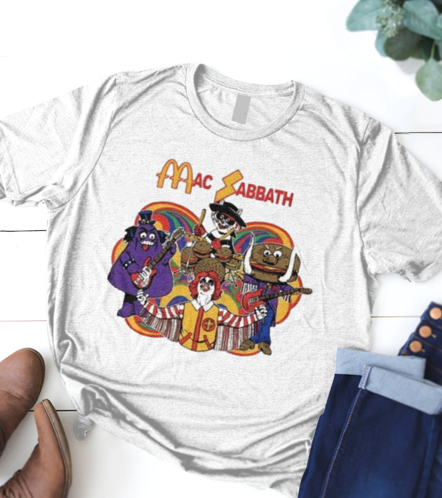 Mac Sabbath Cartoon Band Characters Playing Instruments T-Shirt