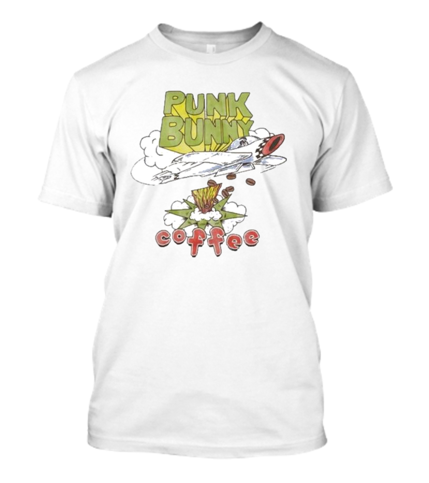 Punk Bunny Coffee Airplane Rocket Blast T-Shirt