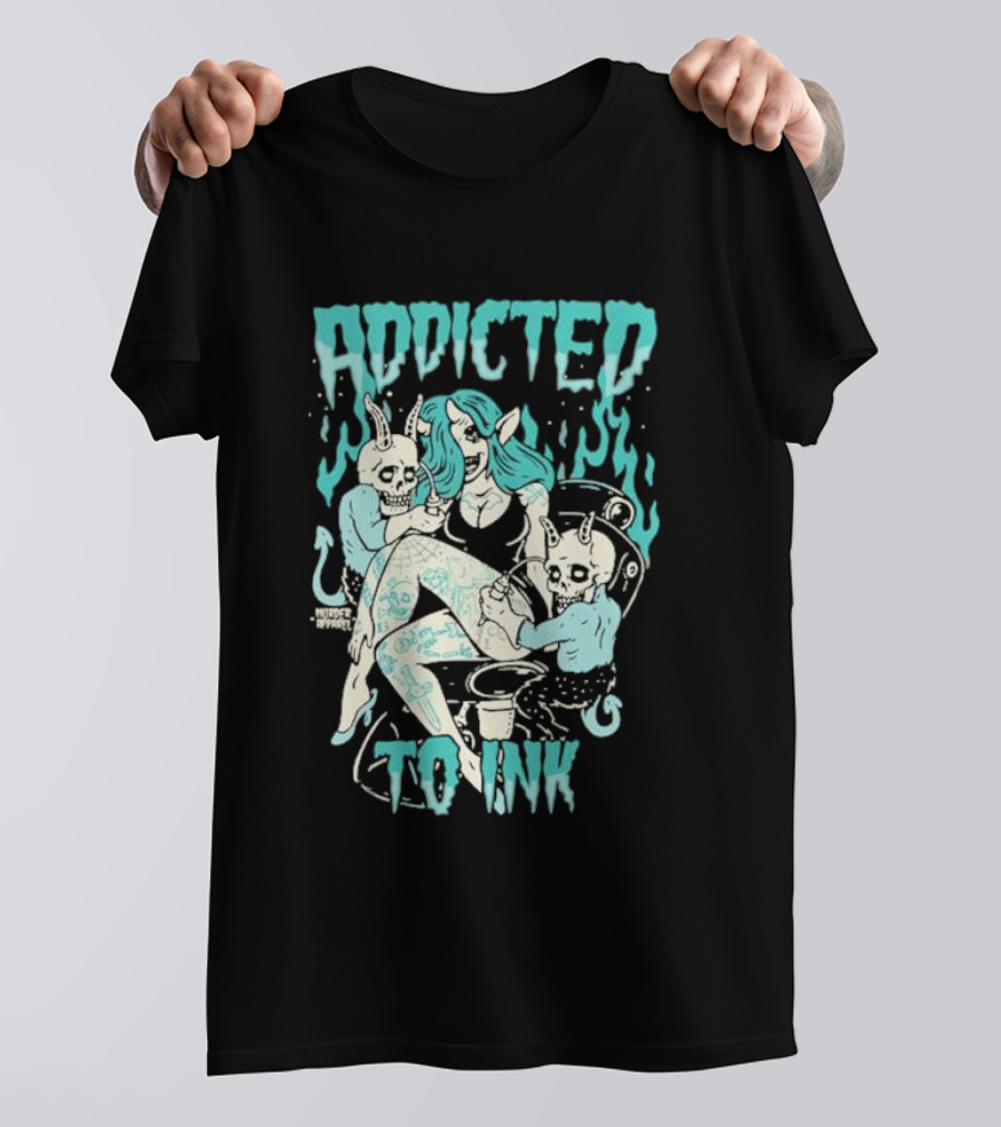 Addicted To Ink Murder Apparel Demon Tattoo Fantasy T-Shirt