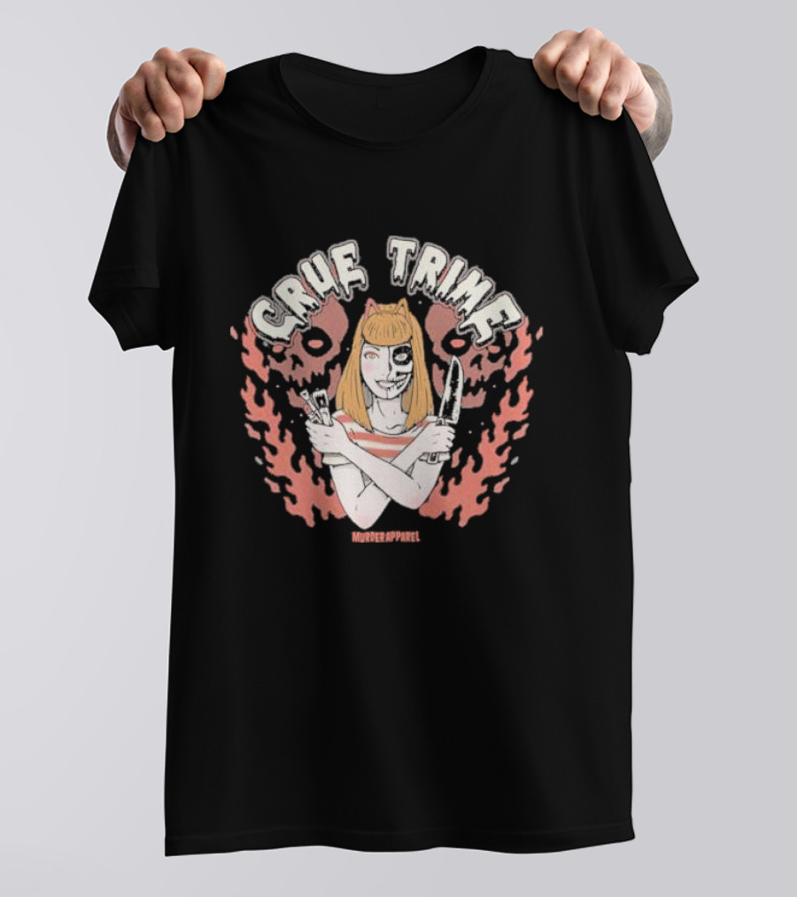 Crue Trime Girl Fire Horror Aesthetic Murder T-Shirt