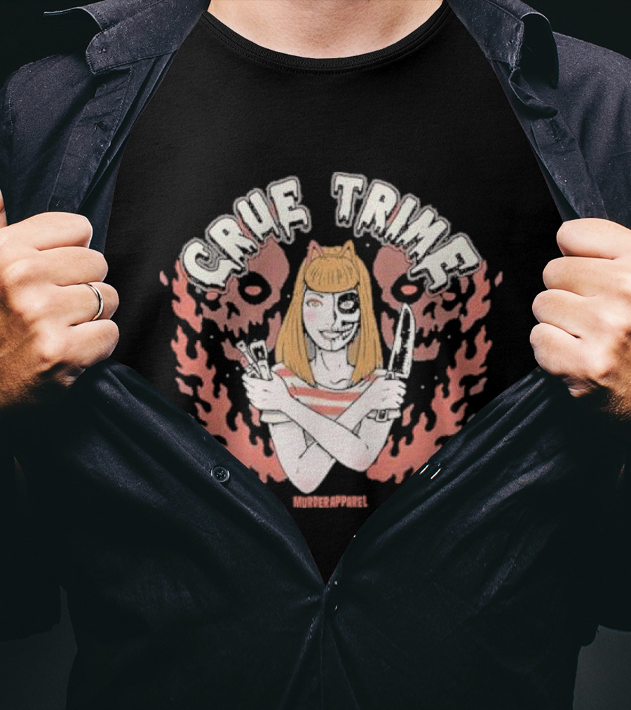 Crue Trime Girl Fire Horror Aesthetic Murder T-Shirt