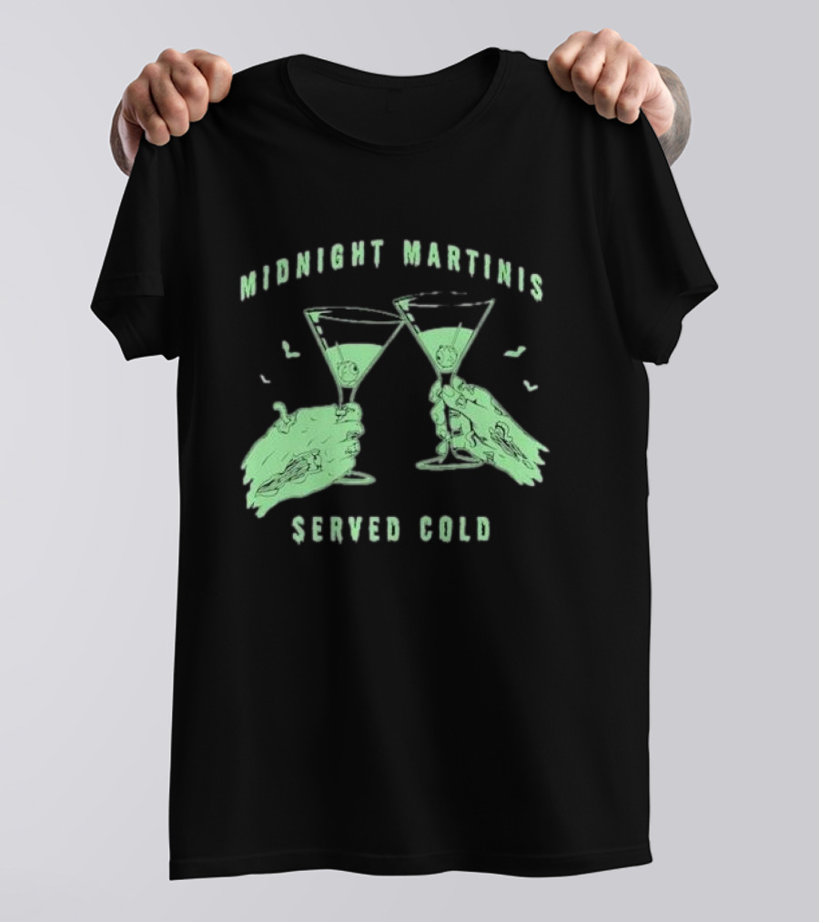 Midnight Martinis Served Cold Zombie Hands Cheers T-Shirt