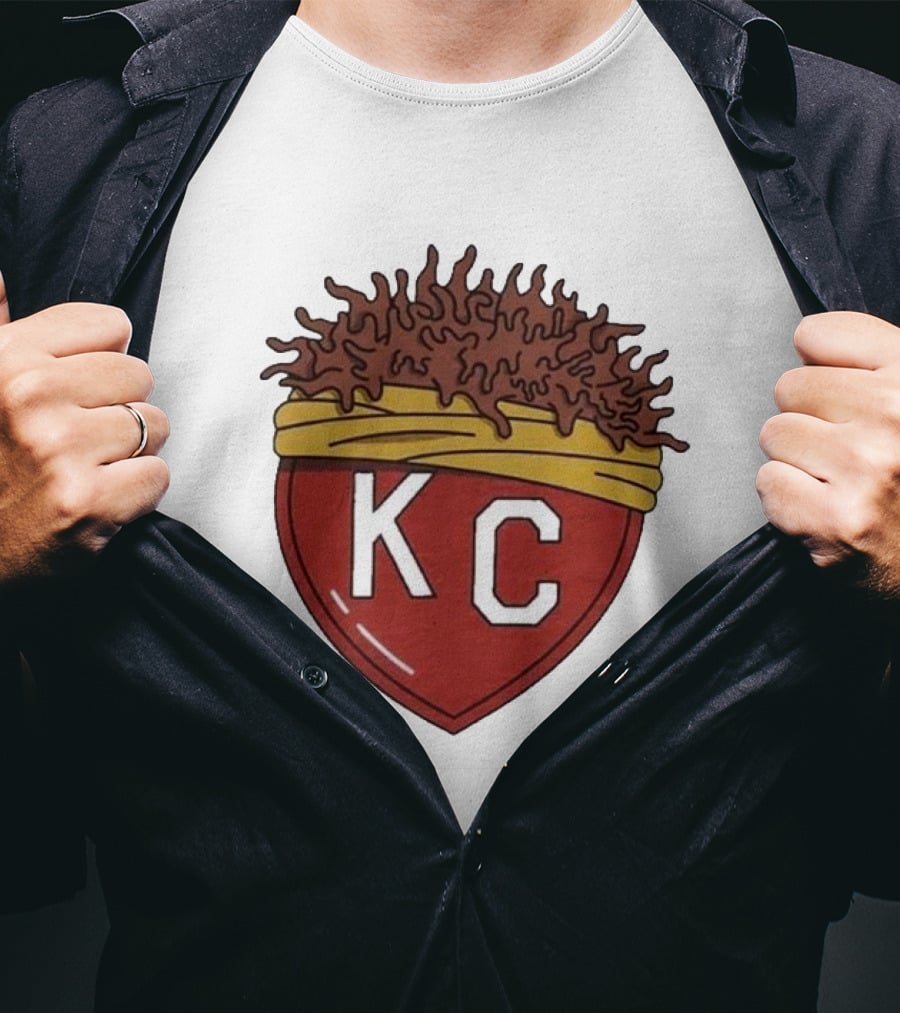 Charlie Hustle KC Heart Logo With Afro Hairband T-Shirt