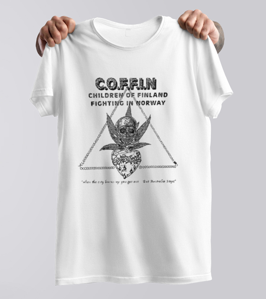 C.O.F.F.I.N. Children Of Finland Fighting In Norway Skull Heart Triangle T-Shirt