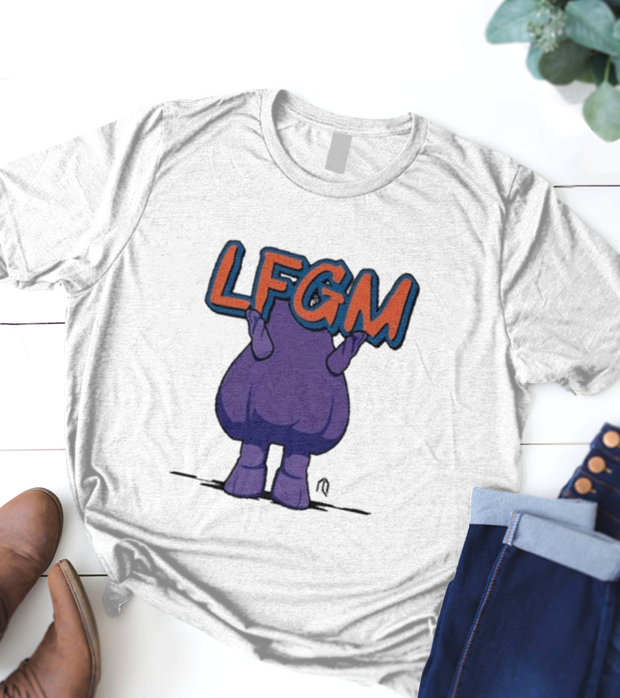 LFGM Monster Grimace New York Mets Sign T-Shirt
