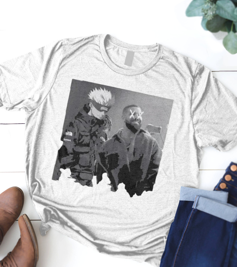 Drake X Gojo Satoru Crossover Black And White Manga Aesthetic T-Shirt