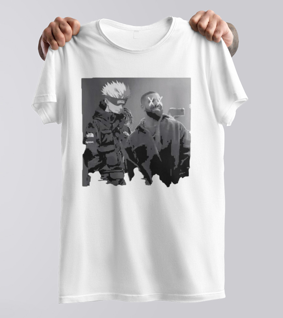 Drake X Gojo Satoru Crossover Black And White Manga Aesthetic T-Shirt