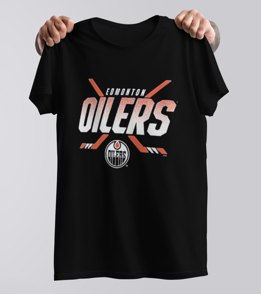Edmonton Oilers Covert Logo Hockey Sticks NHL Team T-Shirt