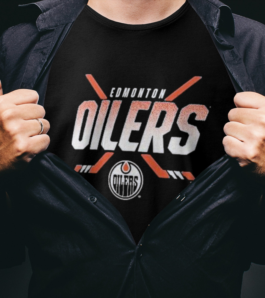 Edmonton Oilers Covert Logo Hockey Sticks NHL Team T-Shirt