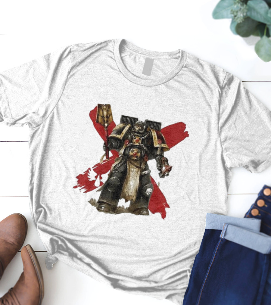 Blood Angels Joytoy Warhammer Space Marine With Red Wings Background T-Shirt