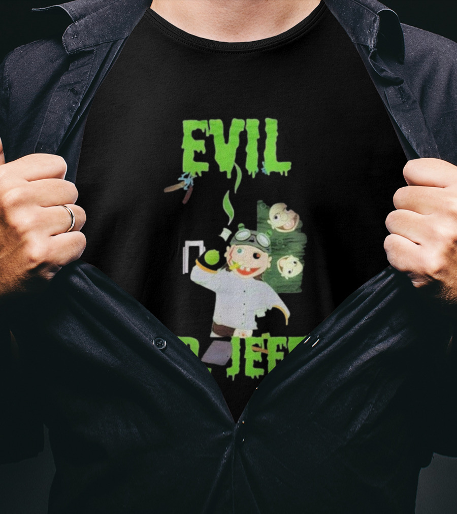 Evil Dr. Jeffy SML Mad Scientist Character With Green Smoke And Zombie Heads T-Shirt