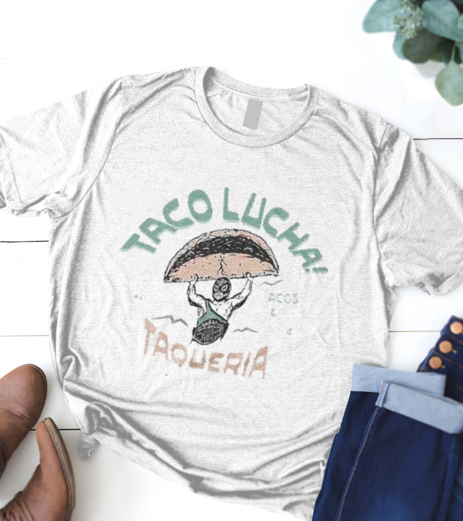 Taco Lucha Taqueria Manhattan Kansas Luchador Carrying Taco T-Shirt