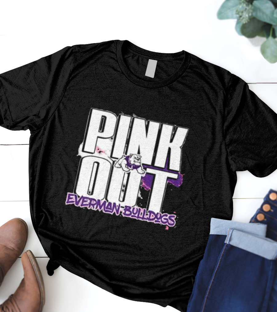 Everman Bulldogs Pink Out Event Featuring Bulldog Mascot T-Shirt