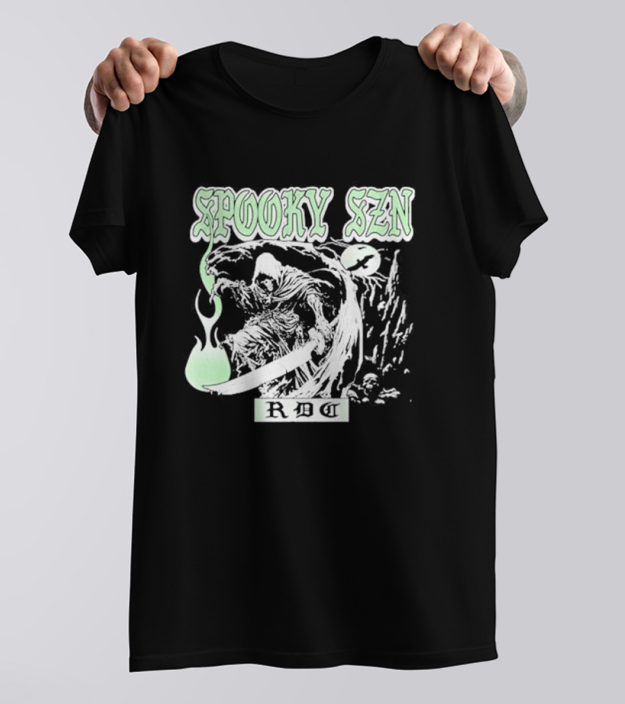 RDCWorld Spooky Szn Grim Reaper Flame T-Shirt