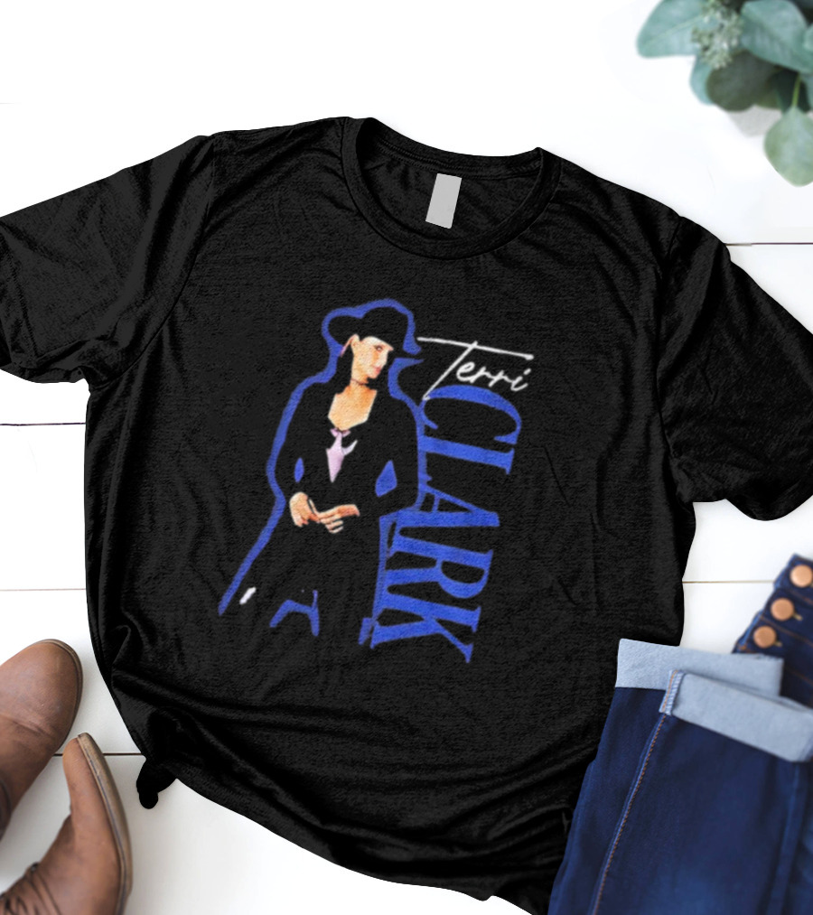Terri Clark Fearless Vintage Black Hat And Blue Lettering T-Shirt