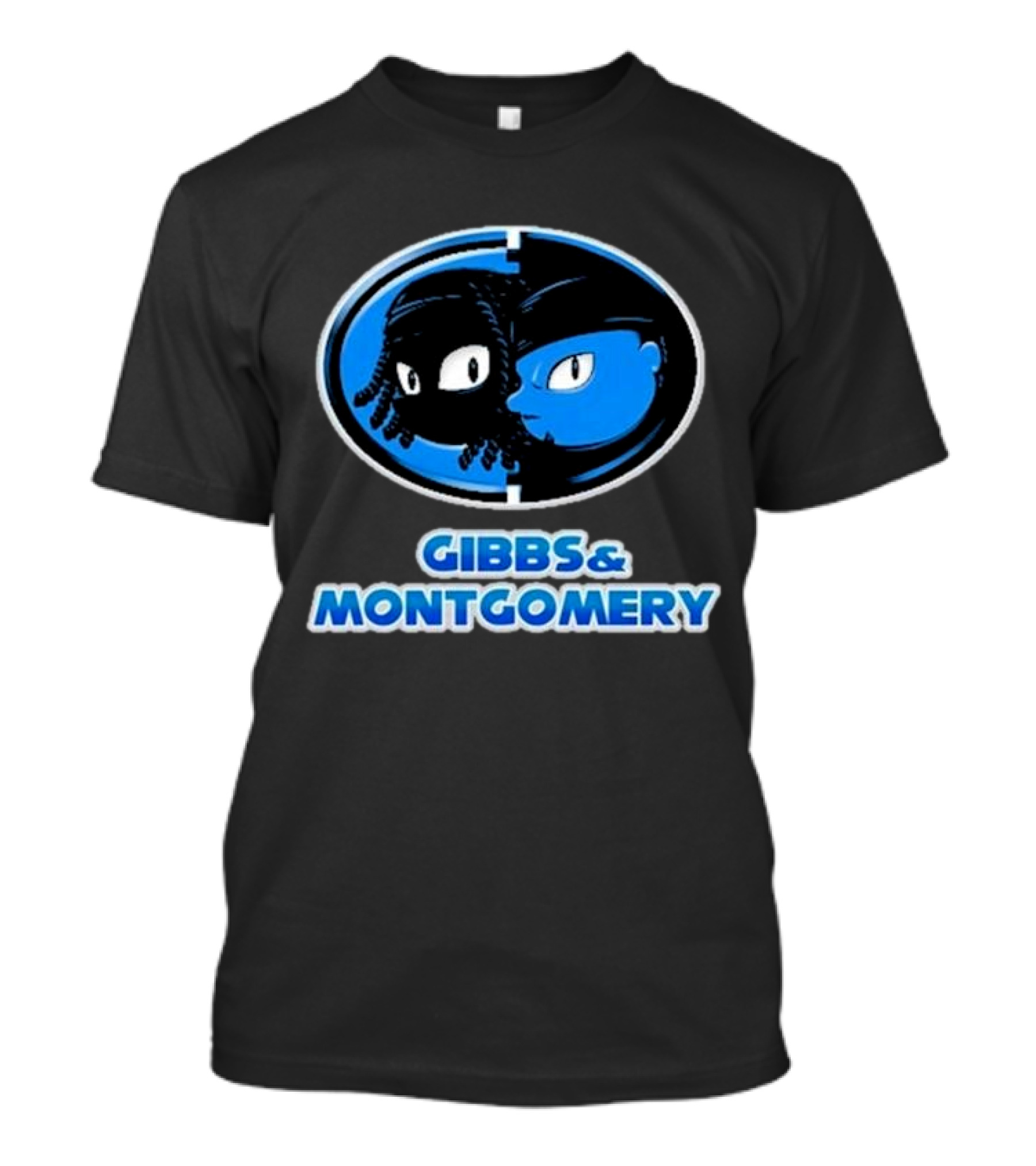 Gibbs And Montgomery Oval Characters Blue Emblem T-Shirt